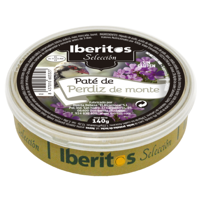 Paté Perdiz, IBERITOS, 140 gr.